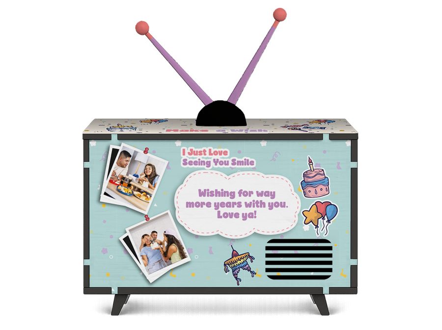 Birthday Party Mini TV design, back view