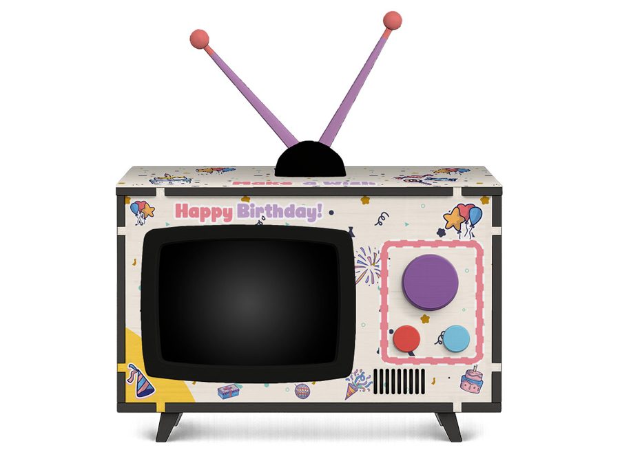 Birthday Party Mini TV design, front view