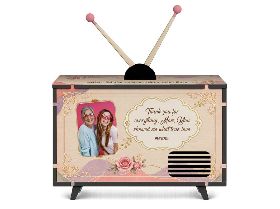 Vintage Roses Mini TV design, back view