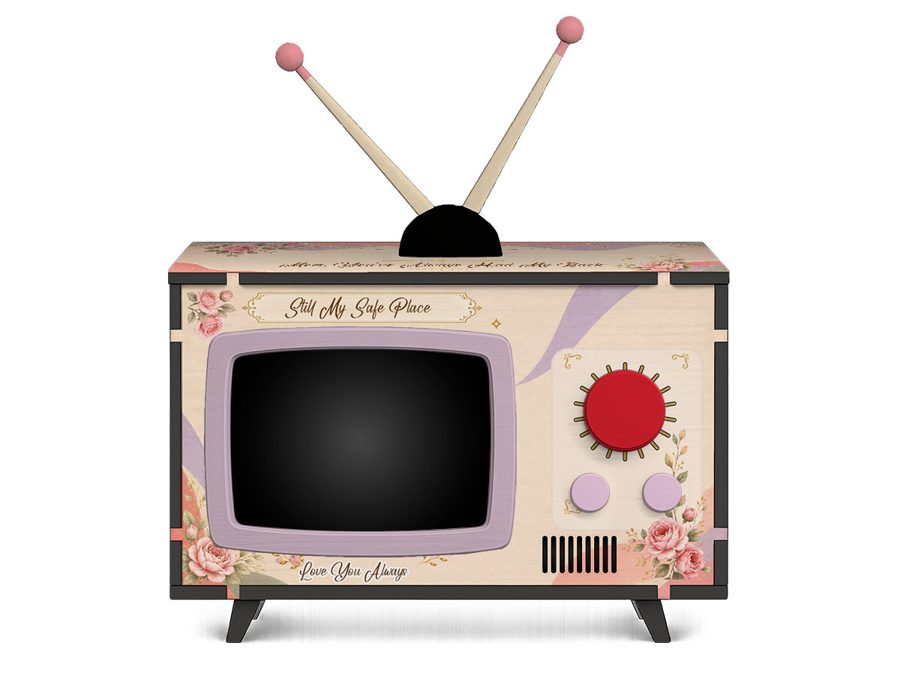 Vintage Roses Mini TV design, front view