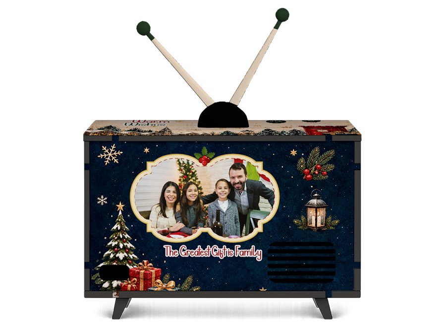 Cozy Christmas Mini TV design, back view