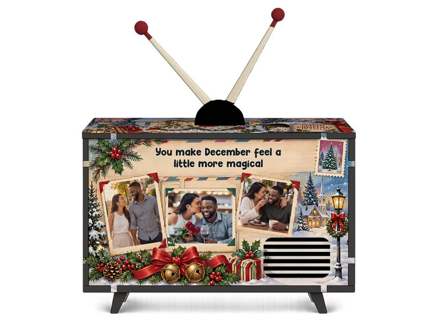 Fireside Christmas Mini TV design, back view