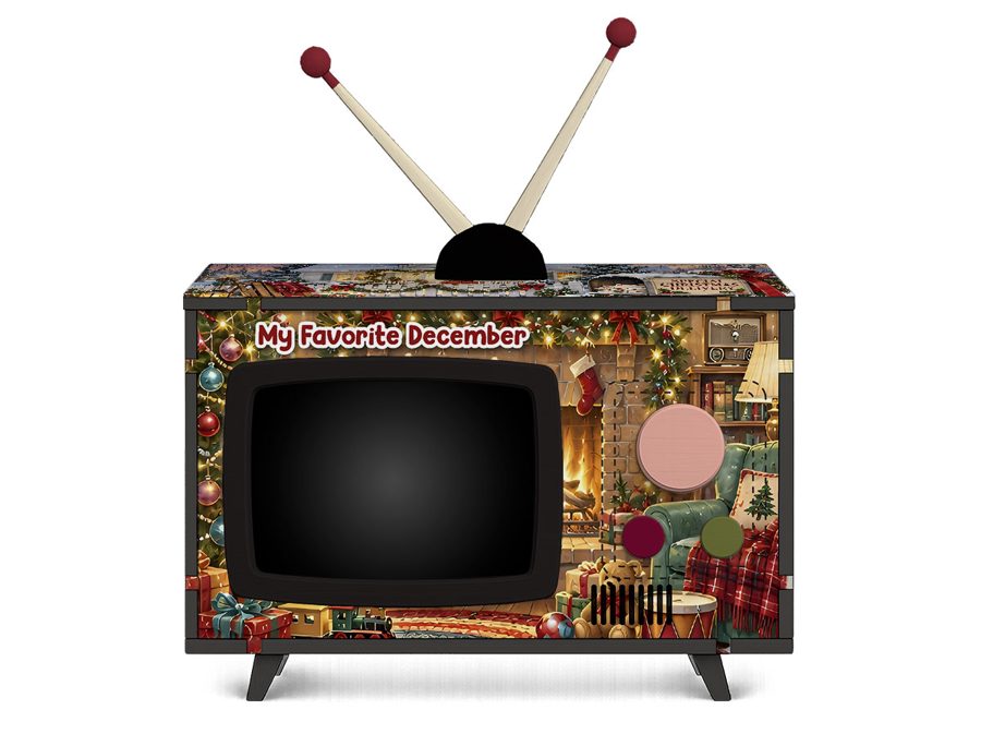 Fireside Christmas Mini TV design, front view